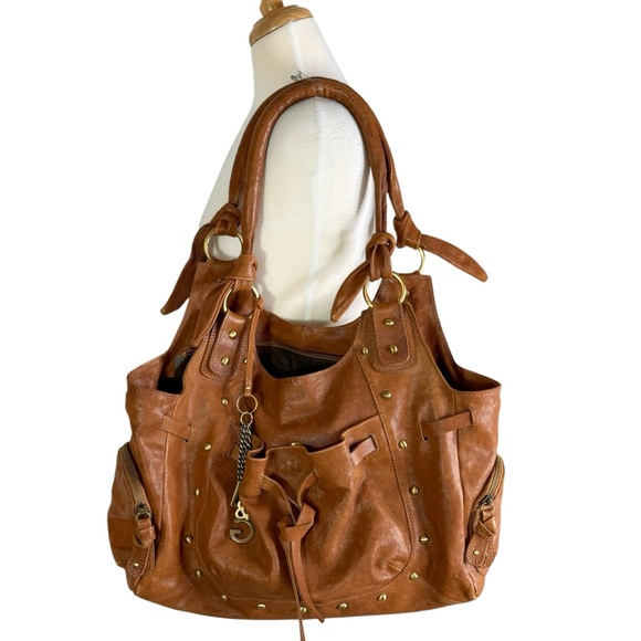 Dolce & Gabbana Large Leather Shoulder Bag with Logo Charms Distressed Brown - Picture 2 of 16